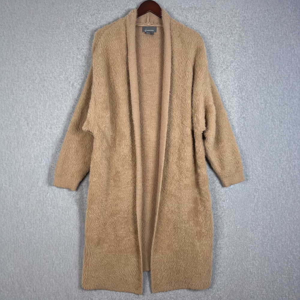 Anthropologie Brown Fuzzy Knit Long Open Duster Cardigan Sweater Size Medium